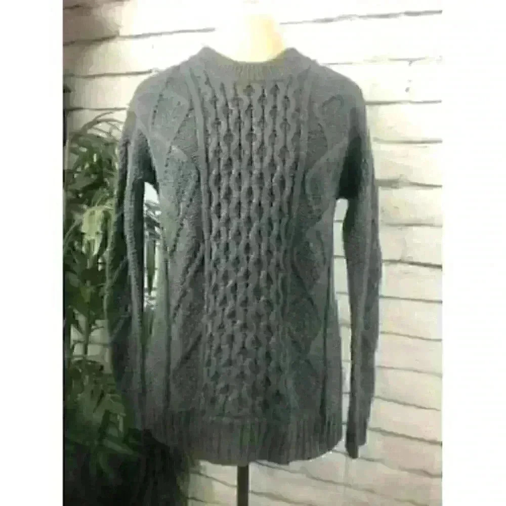 Madewell Gray XS Chunk Knit Pleated Sweatshirt